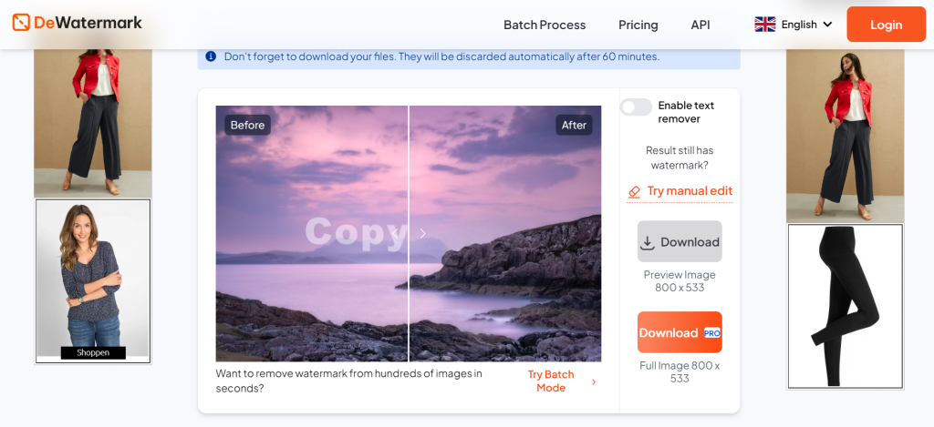 Hasil penghapusan watermark di Dewatermark.ai